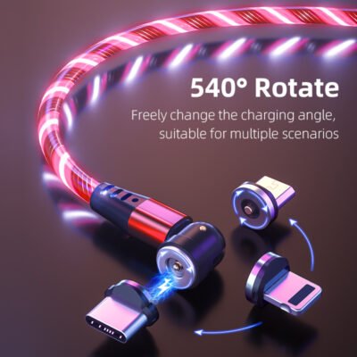 Câble magnétique lumineux rotatif 540° 3A