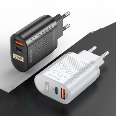 Chargeur standard américain 20 W, double port, charge rapide, tête de charge QC3.0 PD