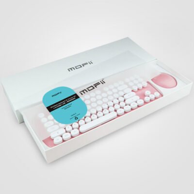 Clavier et souris sans fil pour filles, couleur rétro – Image 3