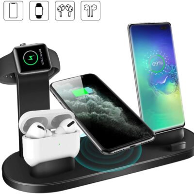 Chargeur sans fil 4 en 1 pour Apple Watch Series 8 et 7, iPhone 15, 14, 13 et 12 Pro, Airpods Pro 3 et 2.