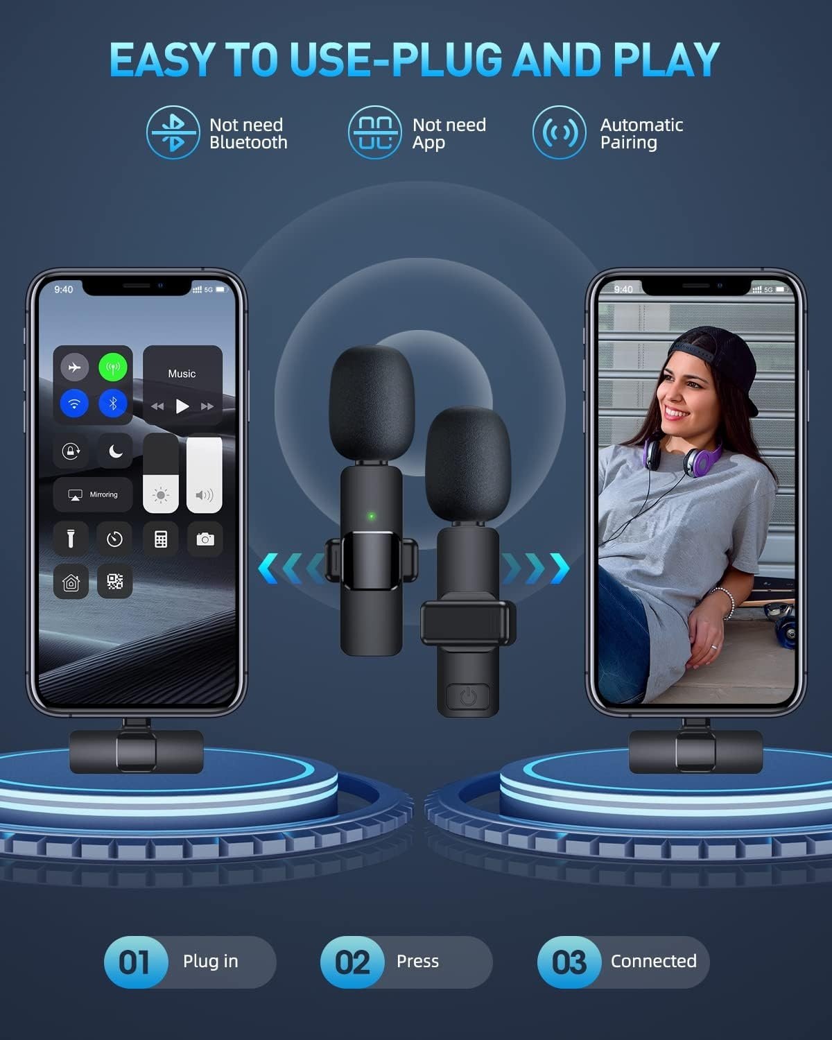 Microphone cravate sans fil, Type-C, – Image 3