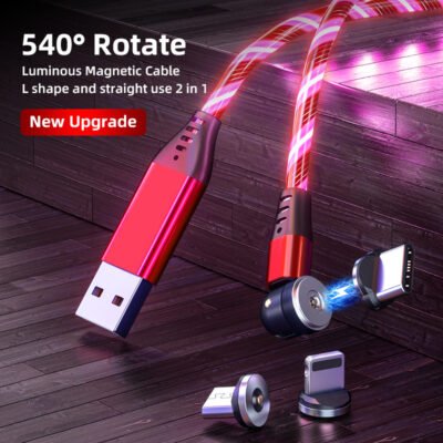 Câble magnétique lumineux rotatif 540° 3A – Image 2