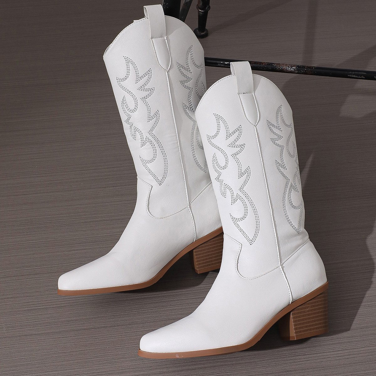 High Heel White Western Cowboy Knight Boots – Image 7