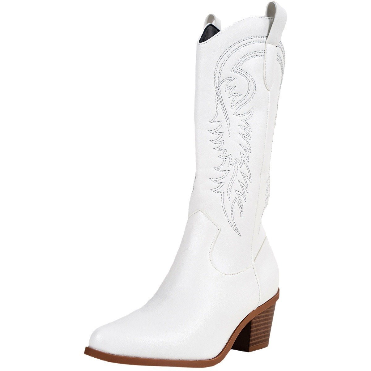 High Heel White Western Cowboy Knight Boots – Image 3