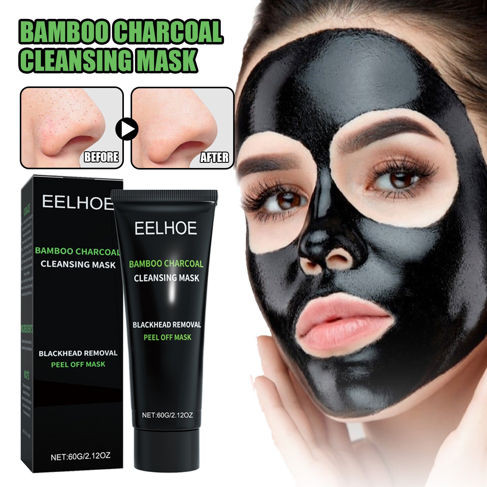 Masque peel-off au charbon de bambou EELHOE pour éliminer les points noirs